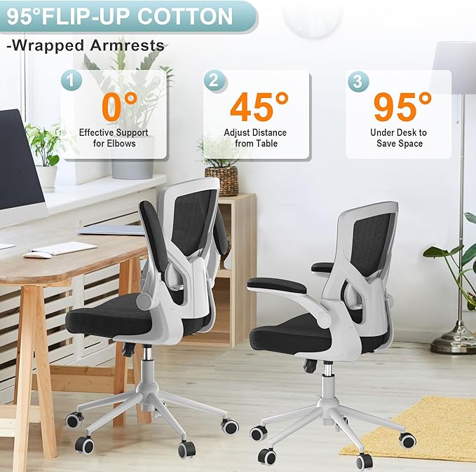 Office Chair, High Back Desk Chair Adjustable Height and Ergonomic Design Home Office Computer Chair Executive Lumbar Support Padded Flip-up Armrest Swivel Task Chair