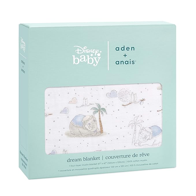 aden + anais Essentials Dream Blanket,100% Cotton Muslin Baby Blanket Crib Bedding for Newborn Baby and Toddler, Nursery Blanket for Boys and Girls, Baby Registry and Shower Gift - My Darling Dumbo