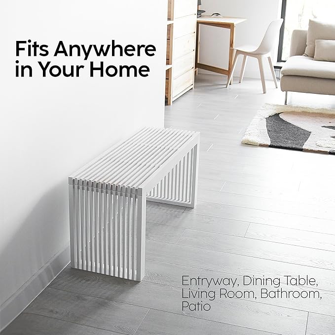 SWEVEN Bamboo Natural 36 inch Wooden Bench, Small Wood Benches for Entryway, Living & Dining Room, Kitchen, Bedroom, Bathroom, Hallway, Front Door Indoor & Outdoor Patio Use, Mid Century Modern Decor