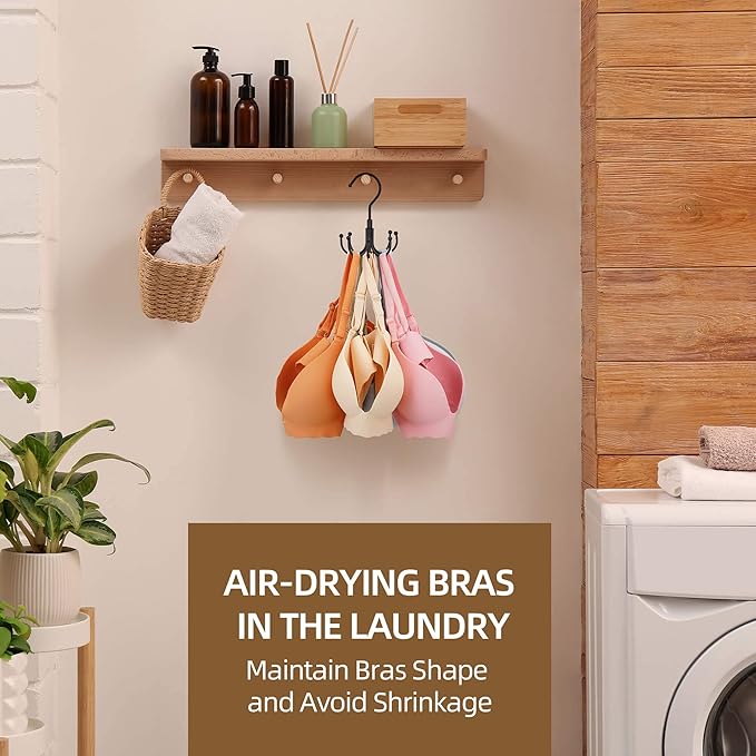 ZEDODIER Belt Hanger, Rotatable Belt Rack Closet Accessories Organizer, Maximum 24 Storage Capacity, Hanging Holder Storage Hook for Belt, Bra, Tank Top, Tie, Scarf, Purse, Black