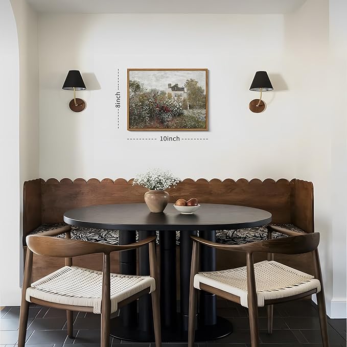 Floating Framed Vintage Monet Canvas Wall Art, Classical Rustic Farmhouse Landscape Wall Decor Paintings, Natural Floral Artwork Pictures Posters Prints for Living Room Bedroom 8x10 inch