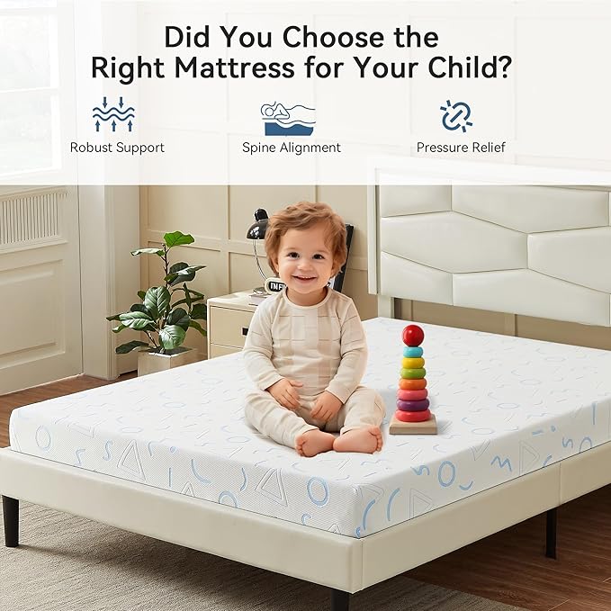 TwinXL Mattress 5 Inch for Kids, Memory Foam Mattress Medium Firm Relieve Pressure with Cooling Green Tea Gel, Mattresses in a Box Comfortable and Supportive No Fiberglass
