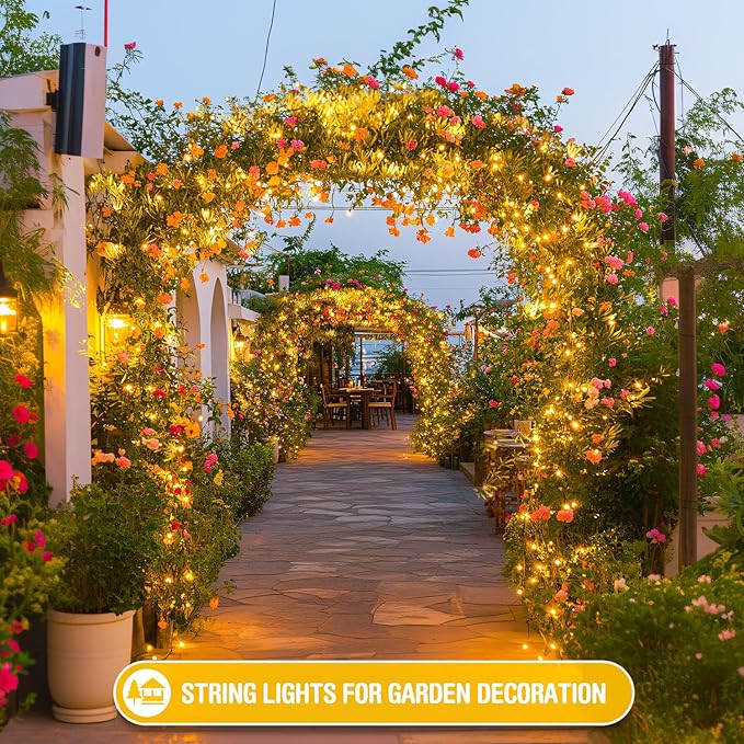 JMEXSUSS 400 LED String Lights for Outside, 132ft Warm White Twinkle Christmas Lights Plug in with Remote for Outdoor Indoor Garden Porch Wedding Tree Holiday Decor