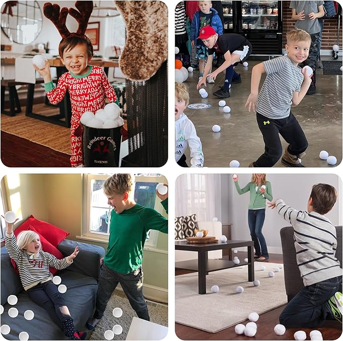 150 PCS Snow Toy Balls for Kids Indoor, Artificial Snow Kid Toys Balls, Indoor Snow Fight Ball Set, Snow Fake Balls Party Supplies Parent-Child Interactive Throwing Game