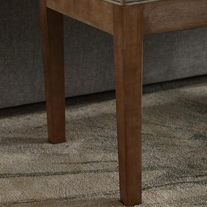 PU Leather Dining Bench Upholstered Entryway Bench Farmhouse Shoe Bench Seat Ottoman for Hallway Living Room Bedroom End of Bed Dining Room Kitchen, 45.5" Long, Gray