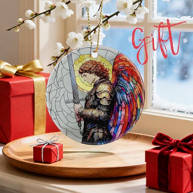 Archangel Michael Ornament, Spiritual Protection Decor, Christmas Ornaments, Christmas Decorations | Christian Gifts, Religious Gifts, Faithful Gift & Spiritual Guardian Gift, Giftbox Included