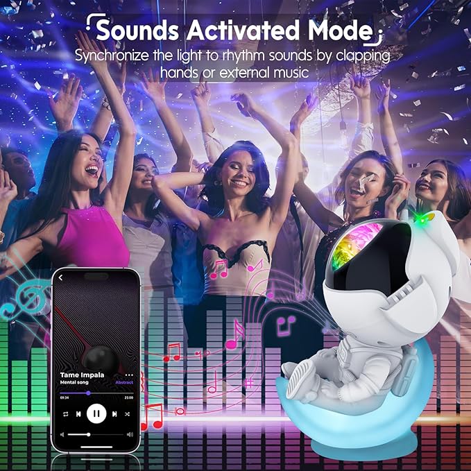 Rossetta Astronaut Galaxy Projector Night Light with Timer and Remote, Kids Adults Room Decor, Party, Gifts for Christmas, Birthdays
