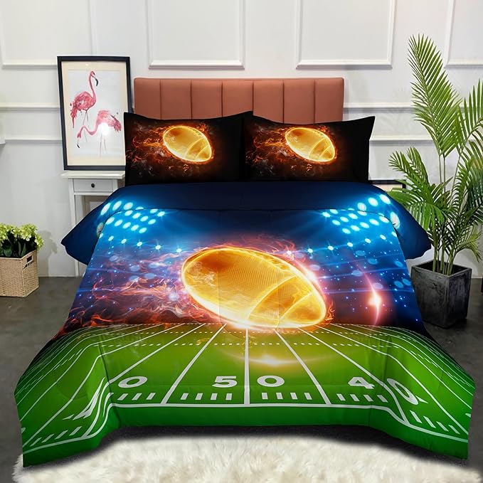Tailor Shop Football Boys Comforter Sets Twin Size,Football Bedding Sets for Boys Kids Teens with 1 Pillowcase……