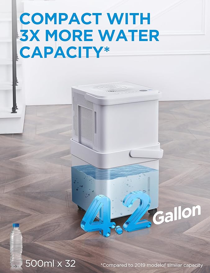 Midea Cube 35 Pint Dehumidifier for Basement and Rooms at Home for up to 3,500 Sq. Ft., Smart Control, Compatible with Alexa (White), Drain Hose Included, ENERGY STAR Most Efficient 2023