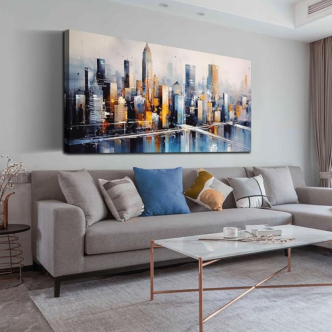 Large Canvas Wall Art Modern Living Room Bedroom Home Office Wall Decor City Landscape Painting Framed Canvas Prints Ready to Hang Size 30x60