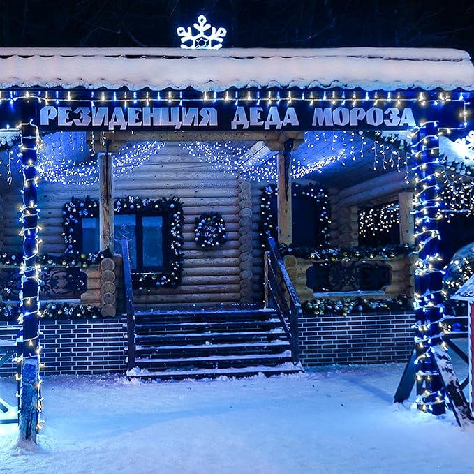 JMEXSUSS 500 LED Blue and White Christmas Lights, 8 Modes 163ft String Lights Plug in with Remote Control, Clear Wire Christmas String Lights Outdoor Waterproof for Outside Tree Yard Wedding