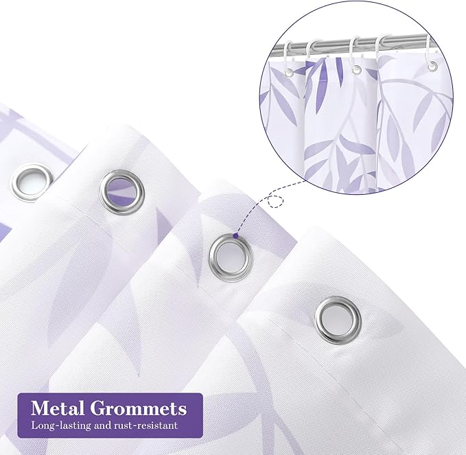 MitoVilla Purple Eucalyptus Shower Curtain, Plant Leaves Fabric Cloth Shower Curtains for Rustic Vintage Bathroom Decor, Modern Chic Botanical Shower Curtain, 72x72