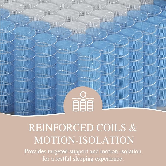 Sleepmax Full Mattress 14 Inch - Hotel-Collection Hybrid Mattress Extra Lumbar Support - Pain Relief Deep Sleep Mattress in a Box - Fiberglass-Free Bed, CertiPUR-US Certified, 365-Night Trial