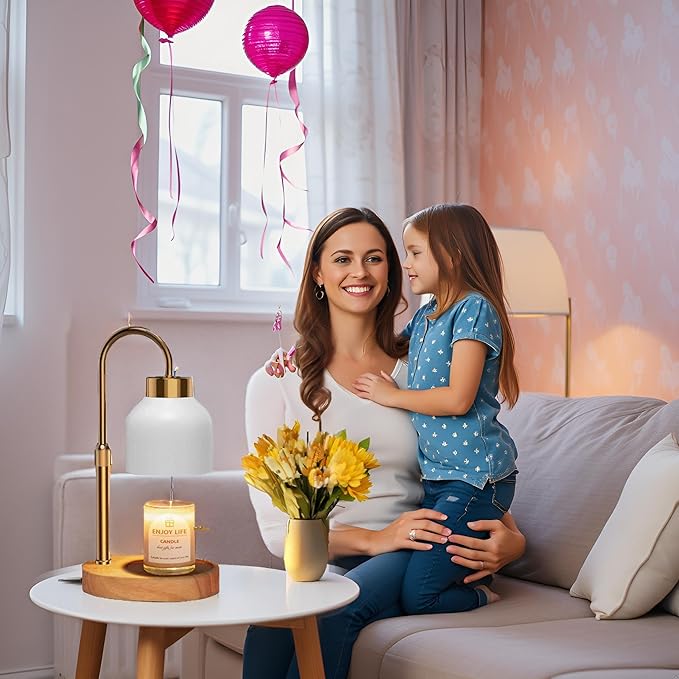 Candle Warmer Lamp with Dimmer Adjustable Height,Mothers Day Gifts,Electric Wax Warmer Vintage Home Decor,2/4/8H Timer,Wax Melt Warmer for Scented Jar Candles