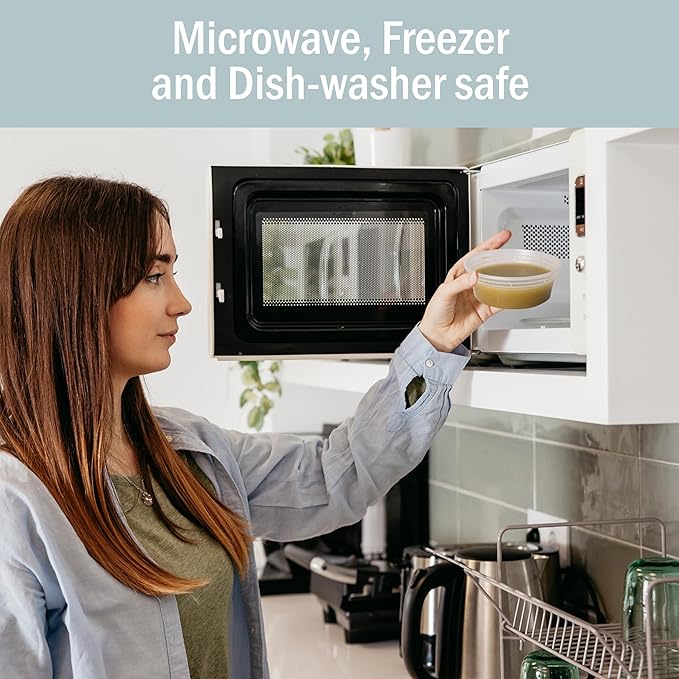 Deli Containers with Lids 8 oz. [24 Sets] Plastic Deli Cups, To Go Food Containers