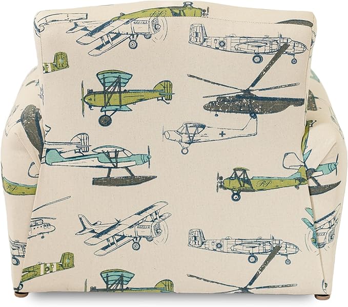 Toddler Personalized Armchair, Kids Upholstered Rocking Chair with Personalization, Toddler Chair with Personalized Name, Comfy Child Armchair, (Airplanes Print, Rockers)