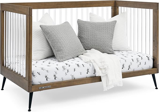 Delta Children Sloane 4-in-1 Acrylic Convertible Crib - Greenguard Gold Certified, Acorn/Matte Black