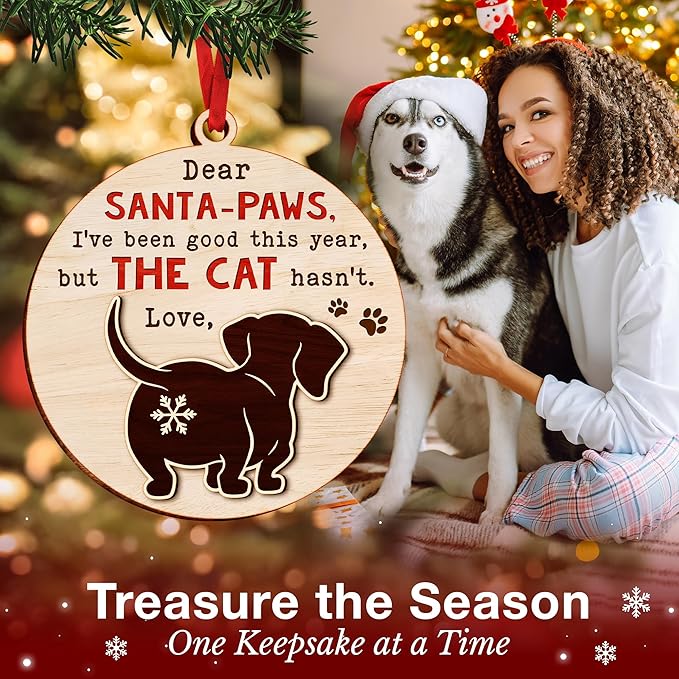 Dachshund Christmas Ornament - Festive Dog Ornaments for Christmas Tree, Uniquely Crafted Dog Lover Ornament, Ideal Dachshund Gifts Enthusiasts, Weiner Themed Ornaments