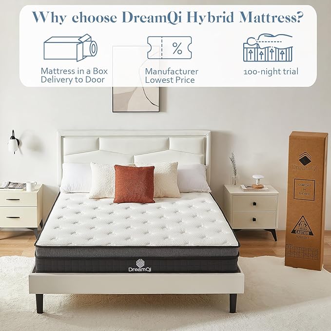 Full Size 8" Hybrid Mattress with Gel Memory Foam - Medium Firm Comfort Fit All Bed Frames - CertiPUR-US