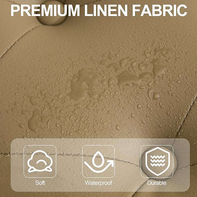 43.5'' Faux Leather Bedroom Bench, Upholstered End of Bed Bench with Tufted Button, Padded Vintage Dining Bench, Entryway Bench with Solid Wood Legs, Kitchen, Living Room, Hallway, Light Brown Tufted