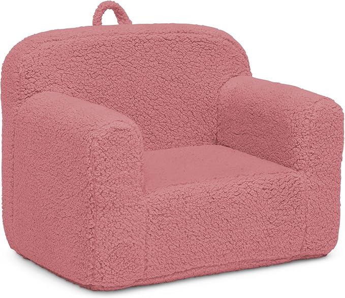 Delta Children Sherpa Cozee Chair - Foam Kids Chair for Ages 18 Months and Up, Rose