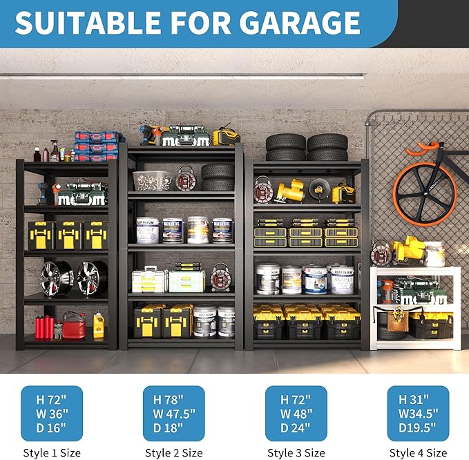 31.5" H Metal Storage Shelving, 1500LBS Heavy Duty Shelves Unit, Adjustable 3 Tier Storage Rack, Industrial Utility Shelf for Garage, Warehouse, Bedroom, Kitchen,18" D×34“W×31.5”H, White