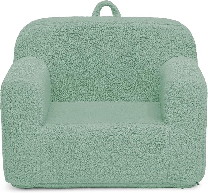 Delta Children Sherpa Cozee Chair - Foam Kids Chair for Ages 18 Months and Up, Sage