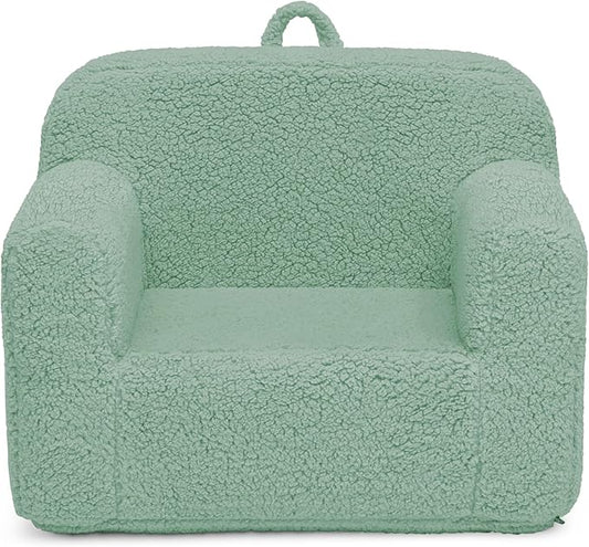 Delta Children Sherpa Cozee Chair - Foam Kids Chair for Ages 18 Months and Up, Sage