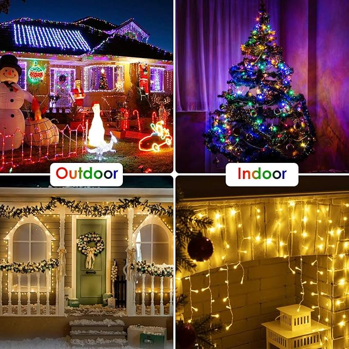 88FT 240LED Connectable String Lights Indoor Outdoor Clear Wire, Warm White⇋Multicolor Christmas String Lights, Plug in Twinkle Fairy Light With Timer For Wedding Patio Tree Yard Christmas Decorations