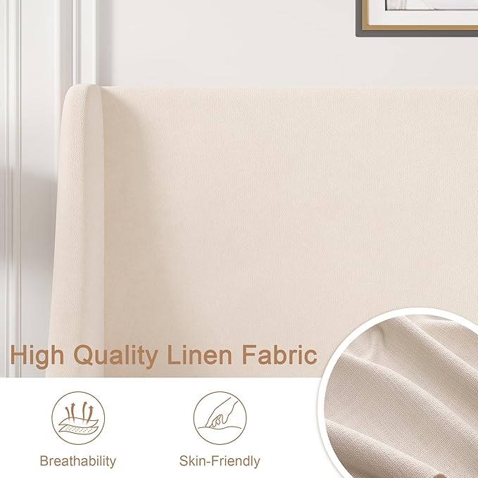 VECELO Full Bed Frame with Upholstered Wingback Headboard, Heavy-Duty Platform Bedframe with Charging Station, Wooden Slats, No Box Spring Needed, Beige