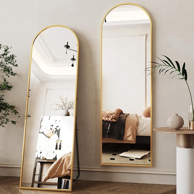18"x58" Full Length Mirror Wall Mounted,Full Length Wall Mirrors,Arched Wall Mirror,Long Wall Mirrors,Gold Floor Mirror Full Body