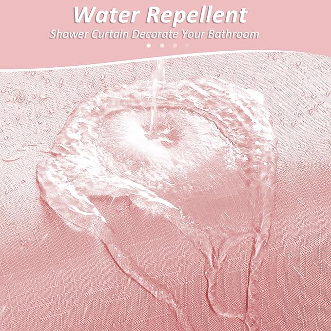 Naturoom Pink Shower Curtains for Bathroom,Ombre Cloth Fabric Shower Curtain Set with 12 Hooks Pink Bathroom Decor 72 x 72