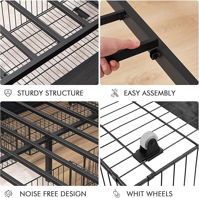 VECELO Queen Size Platform Bed Frame with 4 Drawers and Wood Storage Headboard, Heavy Duty Metal, Large Storage, Noise-Free, No Box Spring Needed, Easy Assembly, Black