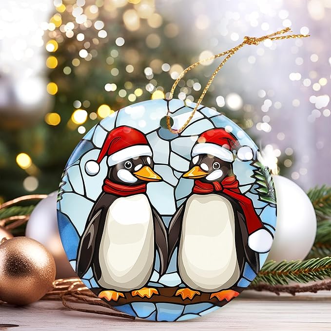 Christmas Ornament, Two Penguins Ornament, Christmas Decorations for Tree, Heirloom Keepsake, Gift Idea