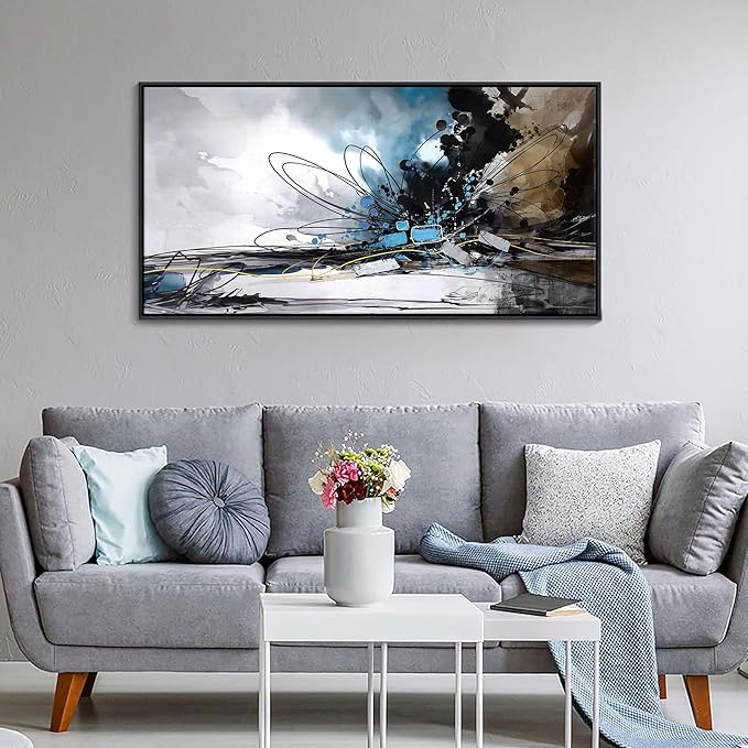 HKDGOKA Large Canvas Wall Art, Black and White Abstract Graffiti Paintings Modern Poster&Print Picture Artwork for Living Room Bedroom Office Study Home Decor 24X48 IN