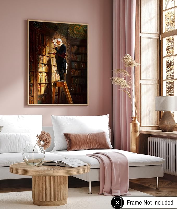 Poster Master Vintage The Bookworm Print - Retro Reading Book Print - Book Lover Art - Library Painting Wall Design - Librarian Art - Great Living Room or Office Decor - 16x20 UNFRAMED Wall Art