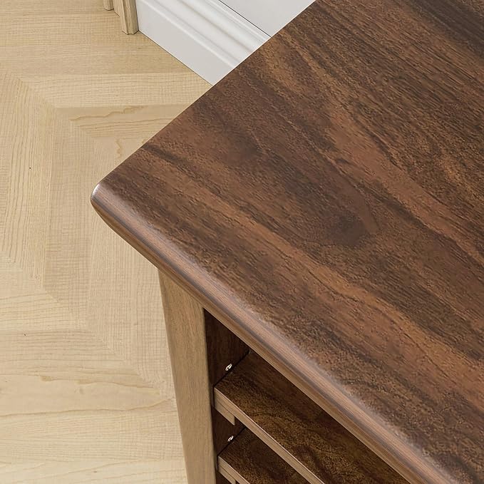 Wooden Storage Shoe Bench, Entryway Bench with 3-Tiers Height Adjustable, Shoe Rack Front Doors Entrances for Hallway Living Room,Mudrooms (Brown,39.4")