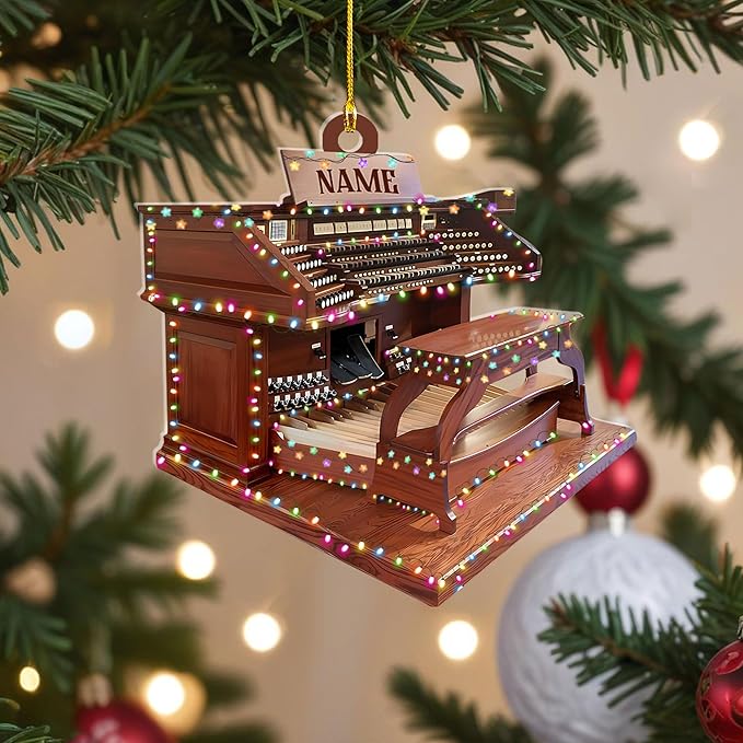 Mostefy Personalized Organ Christmas Ornament 2025, Custom Name Musical Instrument Holiday Decoration, Unique Pipe Organ Keepsake Gift for Musicians & Music Lovers (Organ1)