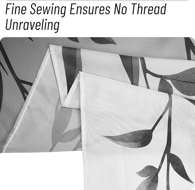 Eucalyptus Shower Curtain, Ombre Floral Leaves Plant Washable Fabric Bath Decor with 12 Hooks 72x72 inches, Grey