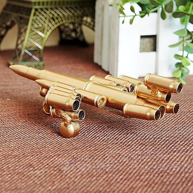 Bullet Shell Military Vehicle Sculptures - Handmade Tank, Airplane, Warship Metal Art Decor for Home, Office, Study Room for Men, Veterans (Fighter Model)