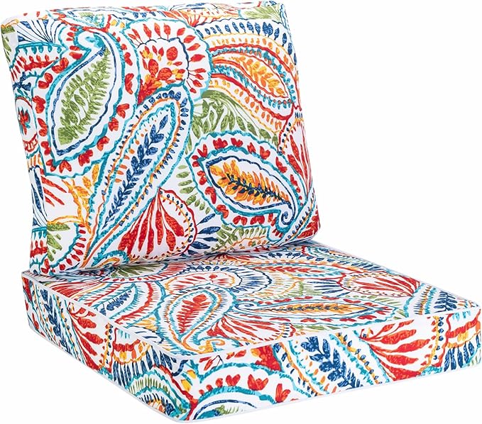JMGBird Outdoor Chair Cushion Set, Deep Seat Patio Furniture Cushion 24"x24" Outdoor Cushions for Patio Furniture