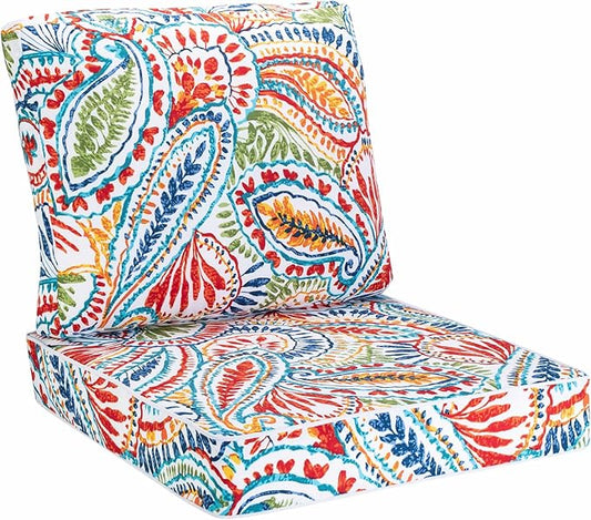 JMGBird Outdoor Chair Cushion Set, Deep Seat Patio Furniture Cushion 24"x24" Outdoor Cushions for Patio Furniture