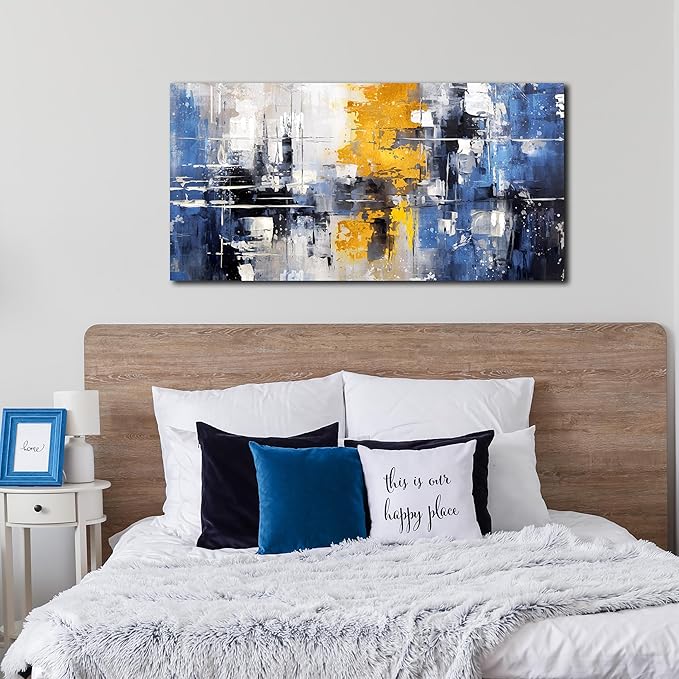 ZHAOSHOP Blue Abstract Wall Art for Office - Abstract Wall Art for Living Room - Modern Minimalist Wall Art for Bedroom Size 20" x 40"