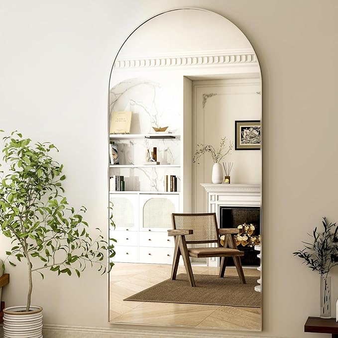 HARRITPURE 76"x34" Silver Full Length Mirror Arch Floor Mirrors with Aluminum Alloy Frame Free-Standing Wall Mounted or Leaning Large Bedroom Dressing Mirror Modern & Contemporary Decor for Home