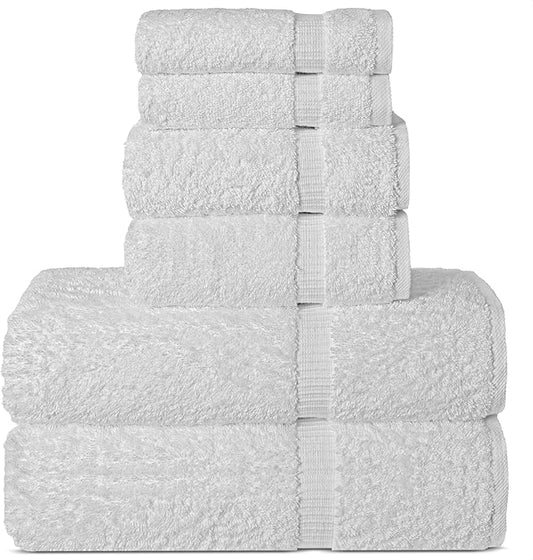 Chakir Turkish Linens Luxury Spa and Hotel Quality Premium Turkish Cotton 6-Piece Towel Set (2 x Bath Towels, 2 x Hand Towels, 2 x Washcloths)