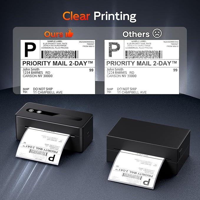 Thermal Shipping Label Printer 4X6 Upgraded, 2025 New Version Bluetooth Label Printer for Small Business and Package, Support iOS, Android, Windows, Mac, Compatible with Amazon, Shopify, USPS