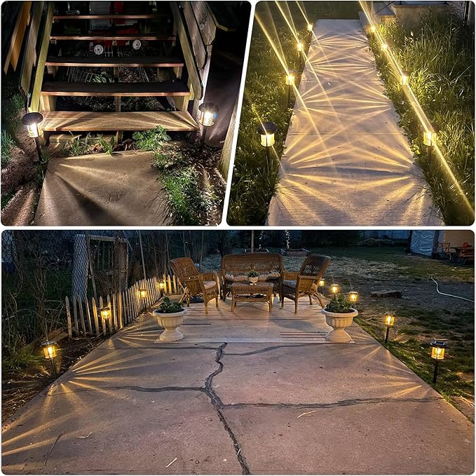 XMCOSY+ Solar Garden Lights Waterproof - 20 LM Solar Pathway Lights, Water Lens Glass Outdoor Lighting for Garden Yard Walkway Driveway Landscape (Warm White)