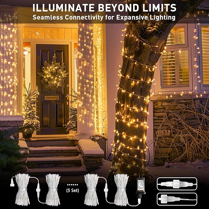 JMEXSUSS 150 LED String Lights Indoor Plug in, Connectable Warm White Christmas Lights for Bedroom, 59ft 8 Modes Twinkle Fairy Light Outdoor for Room Classroom Party Christmas Tree Decor