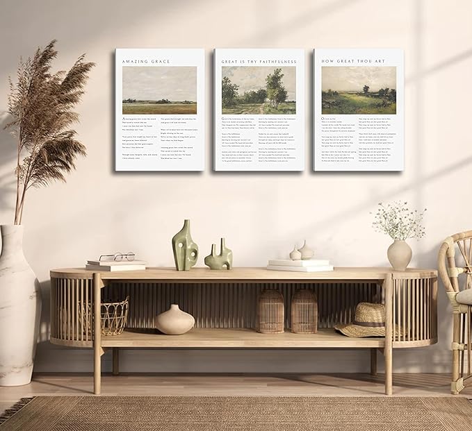 Christian Bible Canvas Wall Art How Great Thou Art Hymn Verse Painting Picture Wall Decor Vintage Scripture Religious Faith Poster Print for Living Room Bedroom Church Scene Home Decorate