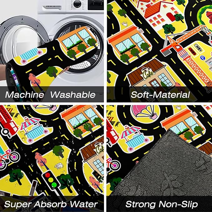 Car Rugs for Kids - Car Track Carpet for Boys Road Rug for Bedroom Road Map Carpet for Kids Toy Play Mat Farm, 4. 5x6 Feet